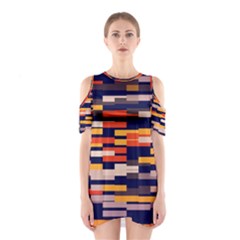 Rectangles In Retro Colors Women s Cutout Shoulder Dress by LalyLauraFLM