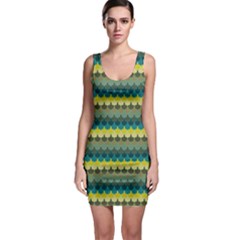 Scallop Pattern Repeat In  new York  Teal, Mustard, Grey And Moss Bodycon Dresses by PaperandFrill
