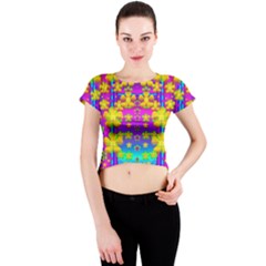 Outside The Curtain It Is Peace Florals And Love Crew Neck Crop Top by pepitasart