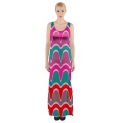 Waves Pattern Maxi Thigh Split Dress by LalyLauraFLM
