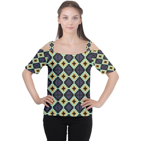 Pixelated Pattern Women s Cutout Shoulder Tee by LalyLauraFLM