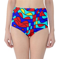 Colorful Bent Shapes High-waist Bikini Bottoms by LalyLauraFLM