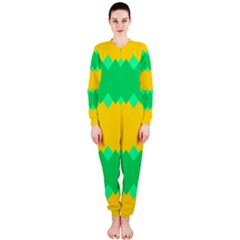 Green Rhombus Chains Onepiece Jumpsuit (ladies) by LalyLauraFLM