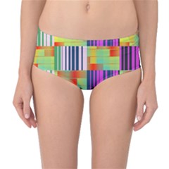 Vertical And Horizontal Stripes Mid-waist Bikini Bottoms by LalyLauraFLM