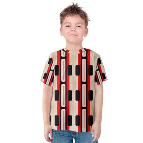 Rectangles And Stripes Pattern Kid s Cotton Tee by LalyLauraFLM
