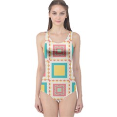 Pastel Squares Pattern Women s One Piece Swimsuit by LalyLauraFLM