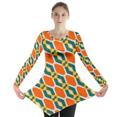 Chains And Squares Pattern Long Sleeve Tunic by LalyLauraFLM