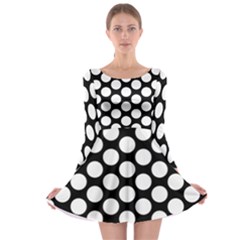 Black And White Polkadot Long Sleeve Skater Dress by Zandiepants