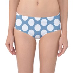 Blue Polkadot Mid-waist Bikini Bottoms by Zandiepants