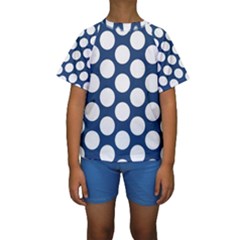 Dark Blue Polkadot Kid s Short Sleeve Swimwear by Zandiepants