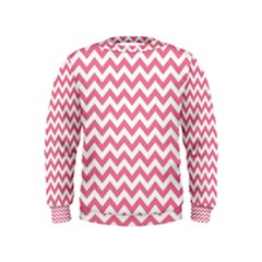 Pink And White Zigzag Kids  Sweatshirt by Zandiepants