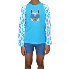 Wild Turquoise Kid s Long Sleeve Swimwear by SalonOfArtDesigns