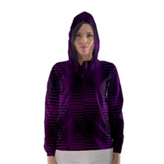 Purple Black Rectangles         Hooded Wind Breaker (women) by LalyLauraFLM