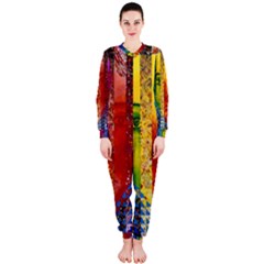 Conundrum I, Abstract Rainbow Woman Goddess  Onepiece Jumpsuit (ladies)  by DianeClancy