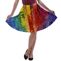 Conundrum I, Abstract Rainbow Woman Goddess  A-line Skater Skirt by DianeClancy