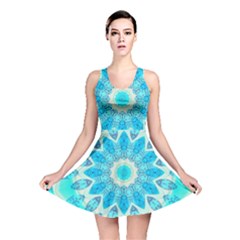 Blue Ice Goddess, Abstract Crystals Of Love Reversible Skater Dress by DianeClancy