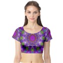Rainbow At Dusk, Abstract Star Of Light Short Sleeve Crop Top (Tight Fit) View1