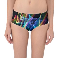 Aurora Ribbons, Abstract Rainbow Veils  Mid-waist Bikini Bottoms by DianeClancy