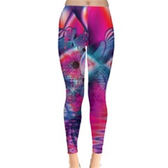 Cosmic Heart Of Fire, Abstract Crystal Palace Leggings  by DianeClancy