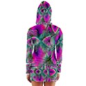 Crystal Flower Garden, Abstract Teal Violet Women s Long Sleeve Hooded T-shirt View2
