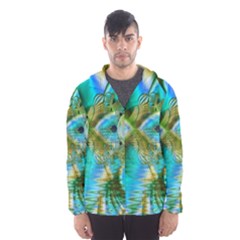Crystal Gold Peacock, Abstract Mystical Lake Hooded Wind Breaker (men) by DianeClancy