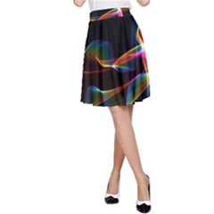 Fluted Cosmic Rafluted Cosmic Rainbow, Abstract Winds A-line Skirt by DianeClancy