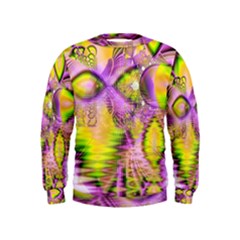 Golden Violet Crystal Heart Of Fire, Abstract Kids  Sweatshirt