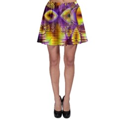 Golden Violet Crystal Palace, Abstract Cosmic Explosion Skater Skirt by DianeClancy