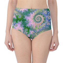Rose Apple Green Dreams, Abstract Water Garden High-waist Bikini Bottoms by DianeClancy