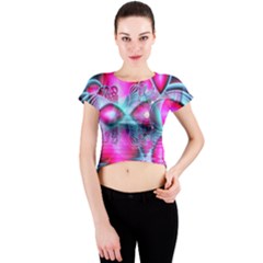 Ruby Red Crystal Palace, Abstract Jewels Crew Neck Crop Top by DianeClancy