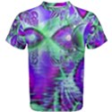 Violet Peacock Feathers, Abstract Crystal Mint Green Men s Cotton Tee View1