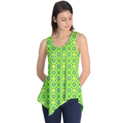 Vibrant Abstract Tropical Lime Foliage Lattice Sleeveless Tunic by DianeClancy