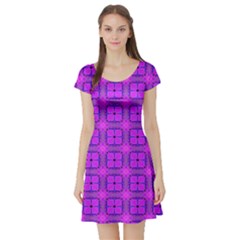 Abstract Dancing Diamonds Purple Violet Short Sleeve Skater Dress by DianeClancy