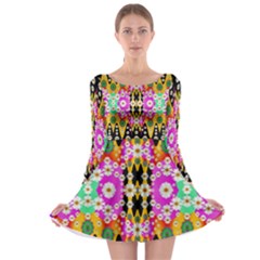 Flowers Above And Under The Peaceful Sky Long Sleeve Skater Dress by pepitasart