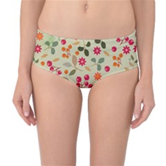 Elegant Floral Seamless Pattern Mid-waist Bikini Bottoms by TastefulDesigns