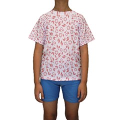 Red Seamless Floral Pattern Kid s Short Sleeve Swimwear by TastefulDesigns