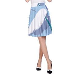Egret A-line Skirt by WaltCurleeArt