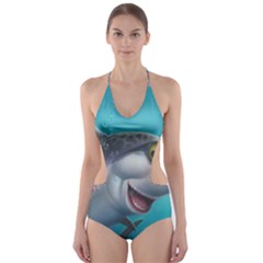 Sharky  Cut-out One Piece Swimsuit by WaltCurleeArt