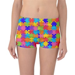 Funny Colorful Jigsaw Puzzle Reversible Boyleg Bikini Bottoms by yoursparklingshop