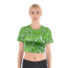 Festive Chic Green Glitter Shiny Glamour Sparkles Cotton Crop Top by yoursparklingshop