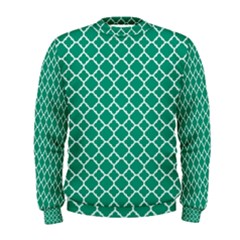 Emerald Green Quatrefoil Pattern Men s Sweatshirt by Zandiepants