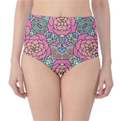 Petals, Carnival, Bold Flower Design High-waist Bikini Bottoms by Zandiepants