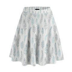 Whimsical Feather Pattern, Dusk Blue High Waist Skirt by Zandiepants