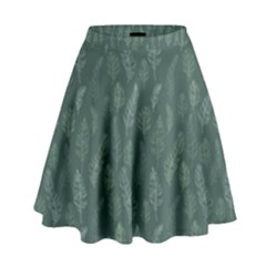 Whimsical Feather Pattern, Forest Green High Waist Skirt by Zandiepants