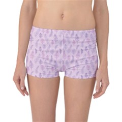 Whimsical Feather Pattern, Pink & Purple, Reversible Boyleg Bikini Bottoms by Zandiepants