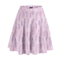 Whimsical Feather Pattern, Pink & Purple, High Waist Skirt by Zandiepants