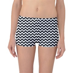 Black & White Zigzag Pattern Boyleg Bikini Bottoms by Zandiepants