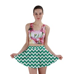 Emerald Green & White Zigzag Pattern Mini Skirt by Zandiepants