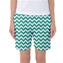 Emerald Green & White Zigzag Pattern Women s Basketball Shorts View1