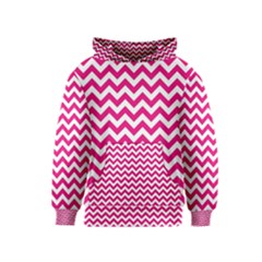 Hot Pink & White Zigzag Pattern Kids  Pullover Hoodie by Zandiepants